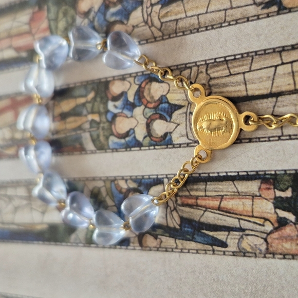 Rosary - Mini Rosarynone Deacada With Blue Hearted Beads - Picture 3 of 8